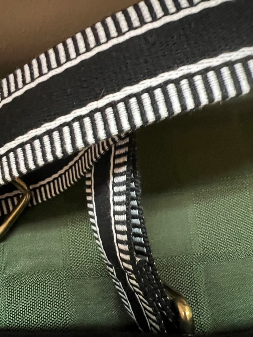 American Leather Co Black Leather Crossbody with Striped Canvas Strap - Picture 5 of 15